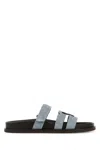Tory Burch Anatomical Suede Slide Sandals With Cross-over Straps In Blue