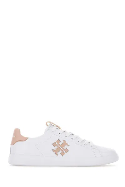 Tory Burch Double T Howell Court Sneakers With Signature Logo In White