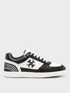 Tory Burch White Low-top Leather Sneakers For Women With Round Toeline And Eva Sole In Black