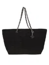 Tory Burch Soft Cotton Terry Tote Bag In Black