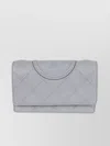 Tory Burch Soft Grained Chain Wallet With Woven Strap
