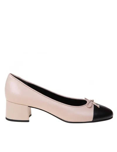 Tory Burch Soft Leather Pumps In Black/rose