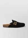 Tory Burch Soft Round Toe Suede Loafers With Cork Sole In Black