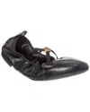 Tory Burch Soft Scrunch Leather Ballet Flat In Black