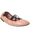 Tory Burch Soft Scrunch Leather Ballet Flat In Pink
