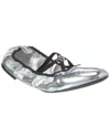 Tory Burch Soft Scrunch Leather Ballet Flat In Silver
