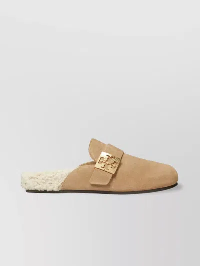 Tory Burch Mellow Faux Shearling Lined Mule In Brown