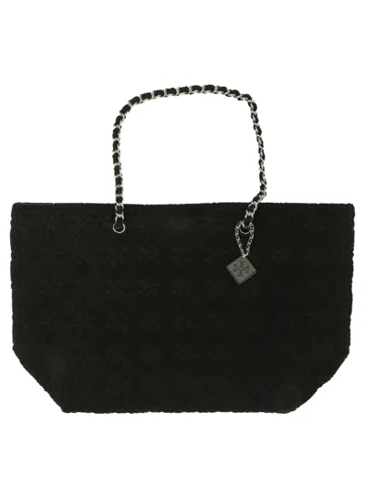 Tory Burch Soft-texured Chain Tote With Embossed Detailing In Black
