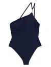 Tory Burch Blue One-shoulder Swimsuit With U-neck On The Back In Tech Fabric Woman In Blue