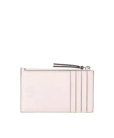 Tory Burch Solid Color Leather Card Holder In Pink