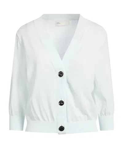 Tory Burch Solid Color Lightweight Knit Sweater In White