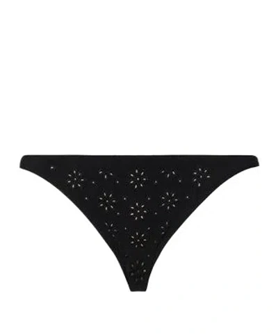 Tory Burch Solid Color Stretch Bikini Bottoms In Black