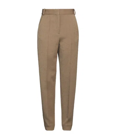 Tory Burch Solid Color Tweed Trousers In Brown