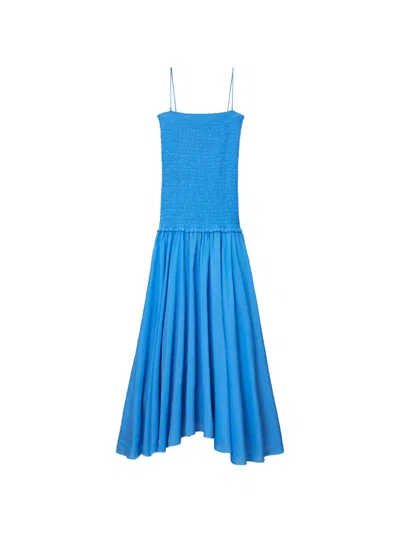 TORY BURCH SOLID SMOCKED DRESS