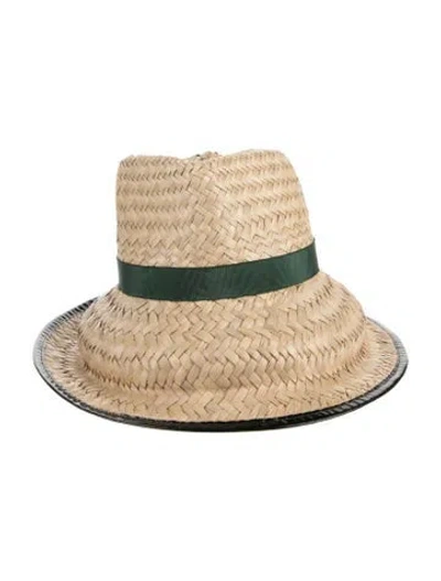 Pre-owned Tory Burch Solid Straw Hat In Green/neutrals