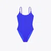 Tory Burch Solid Swimsuit In Blue