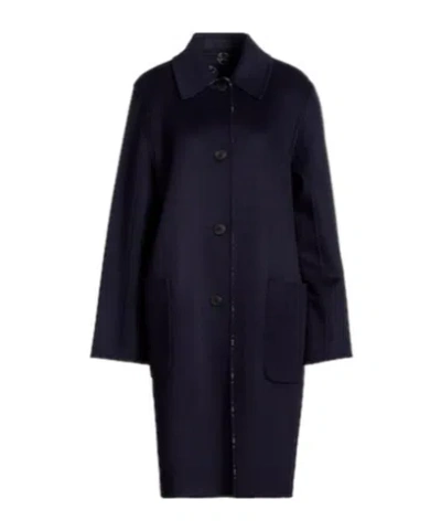 Tory Burch Solidcolor Flannel Coat In Blue