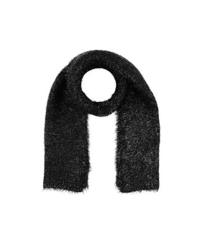 Tory Burch Solid-color Metallic Knit Scarf In Black