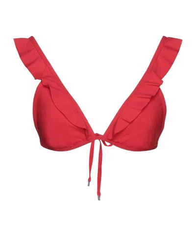 Tory Burch Solid-colored Bikini Top In Red