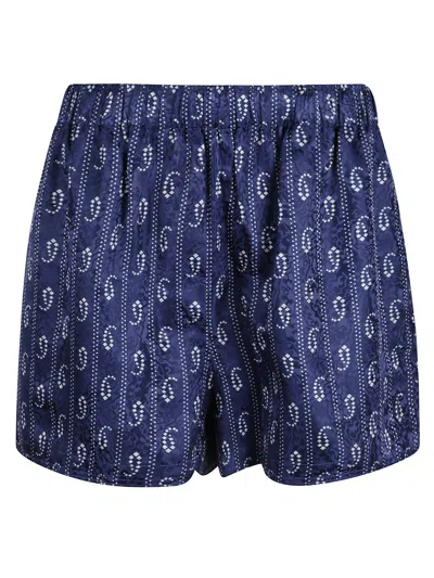 Tory Burch Sophisticated Silk Shorts With Artistic Pattern In Blue
