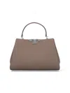 Tory Burch Spacious Pebbled Leather Handbag With Suede Accents