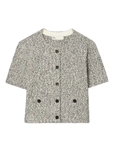 TORY BURCH TORY BURCH SPECKLED TWEED KNITWEAR WITH BUTTON FRONT AND PRACTICAL POCKETS