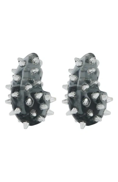 Tory Burch Spiked Wave Earrings In Light Silver/gray
