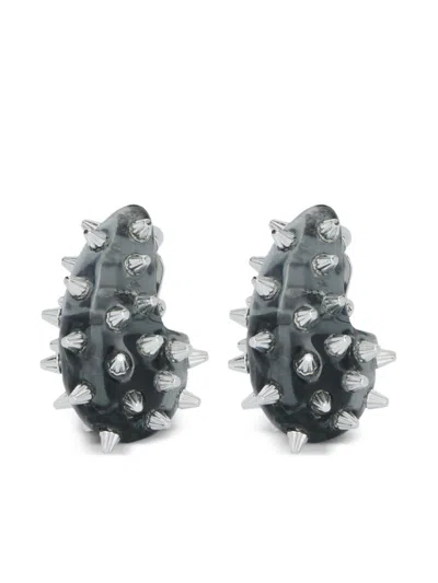 Tory Burch Spiked Wave Earrings In Silver