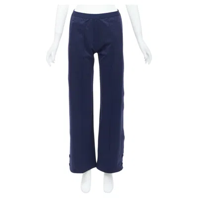 Pre-owned Tory Burch Sport Navy Burgundy Trim Wide Cropped Pants S In Red