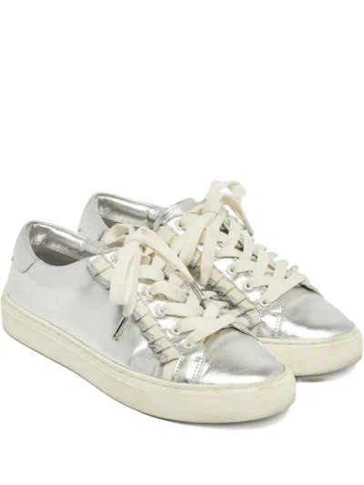 Pre-owned Tory Burch Sport Ruffle Low-tops Sneakers In Silver