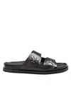 Tory Burch T Lock Slide Sandals With Logo Embellishment In Black