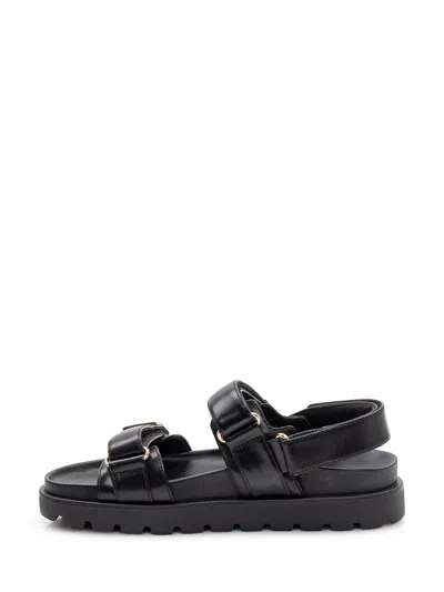 Tory Burch Sporty Sandal With Metallic Logo In Black