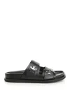 Tory Burch T Lock Slide Sandals With Logo Embellishment In Black