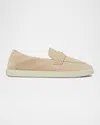 Tory Burch Double T Suede Loafers In Sand Dune