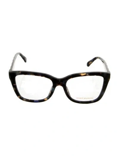 Pre-owned Tory Burch Square Clear Sunglasses In Black
