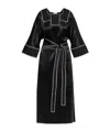 Tory Burch Belted Silk Midi Kaftan Dress In Black
