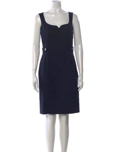 Pre-owned Tory Burch Square Neckline Knee-length Dress In Blue