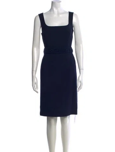 Pre-owned Tory Burch Square Neckline Knee-length Dress In Blue