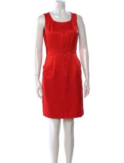 Pre-owned Tory Burch Square Neckline Knee-length Dress In Orange