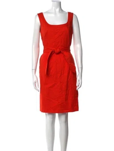 Pre-owned Tory Burch Square Neckline Knee-length Dress In Orange