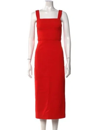 Pre-owned Tory Burch Square Neckline Knee-length Dress In Red