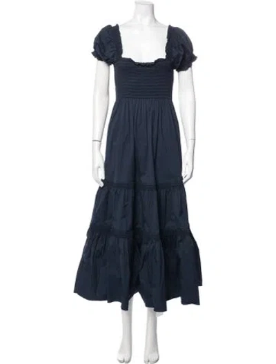 Pre-owned Tory Burch Square Neckline Long Dress In Blue