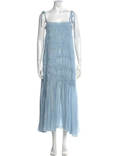 Pre-owned Tory Burch Square Neckline Long Dress In Blue
