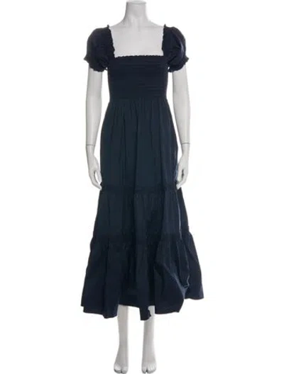 Pre-owned Tory Burch Square Neckline Long Dress In Green