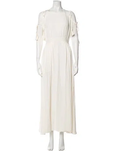 Pre-owned Tory Burch Square Neckline Long Dress In Neutral