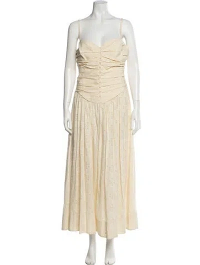 Pre-owned Tory Burch Square Neckline Long Dress In Neutral