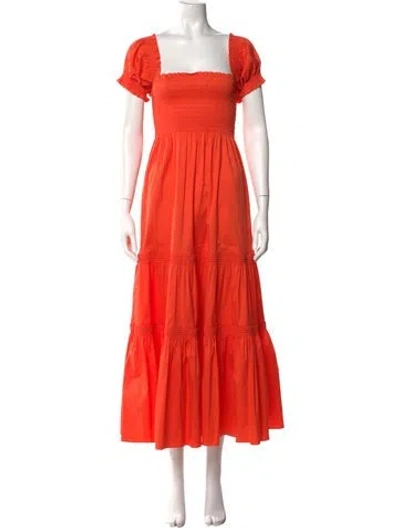 Pre-owned Tory Burch Square Neckline Long Dress In Orange