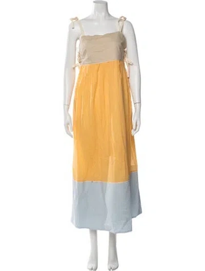 Pre-owned Tory Burch Square Neckline Long Dress In Orange