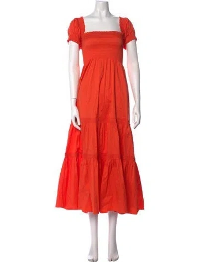 Pre-owned Tory Burch Square Neckline Long Dress In Orange