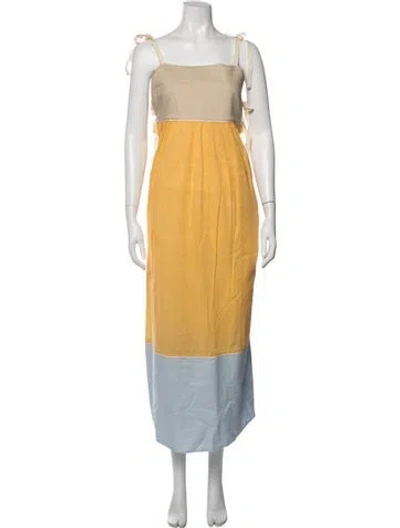 Pre-owned Tory Burch Square Neckline Long Dress In Orange